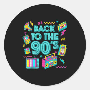 Back To The 90s Retro Vintage Throwback For Men Wo Classic Round Sticker