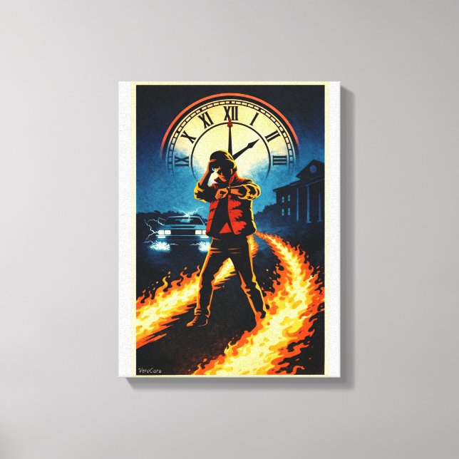Back to the Future Inspired Retro Movie Poster Art Canvas Print (Front)