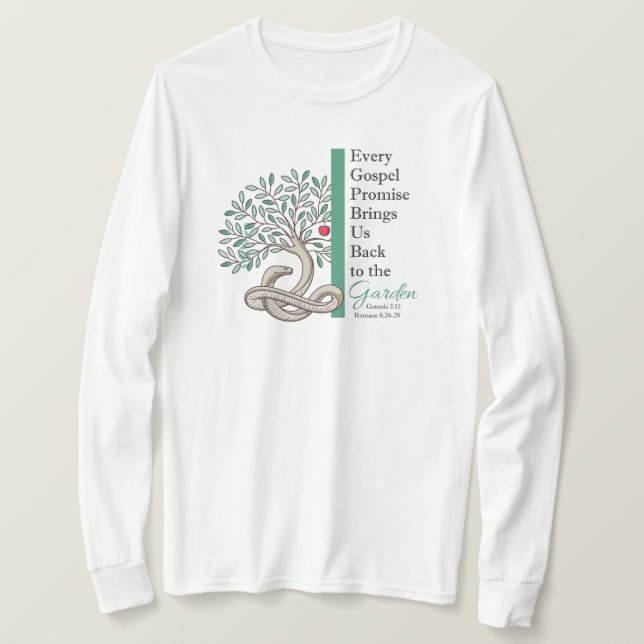 BACK TO THE GARDEN Christian Gospel White Long  T-Shirt (Design Front)