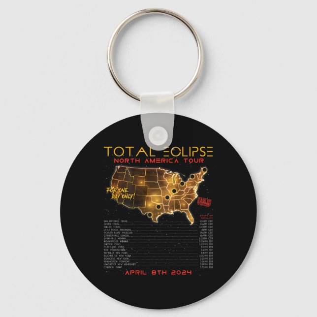 Back) Total Solar Eclipse 2024 North America Tour  Keychain (Front)