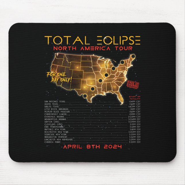 Back) Total Solar Eclipse 2024 North America Tour  Mouse Pad (Front)