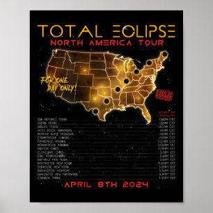 Back) Total Solar Eclipse 2024 North America Tour Poster