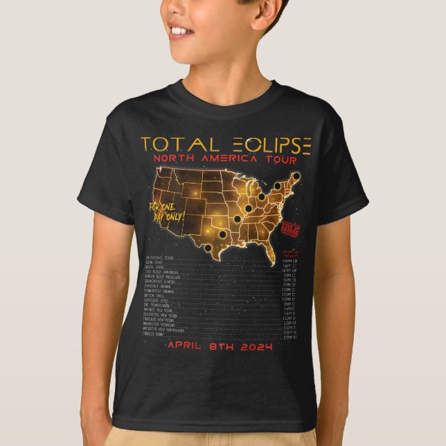 Back) Total Solar Eclipse 2024 North America Tour  T-Shirt (Front)