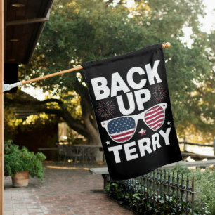 Back Up Terry Funny 4th of July Patriotic Firework House Flag
