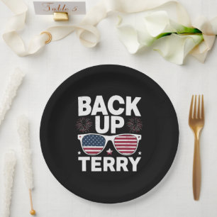 Back Up Terry Funny 4th of July Patriotic Firework Paper Plates