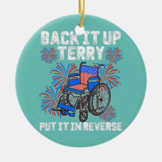 Back Up Terry Put In Reverse Distressed Firework Ceramic Ornament
