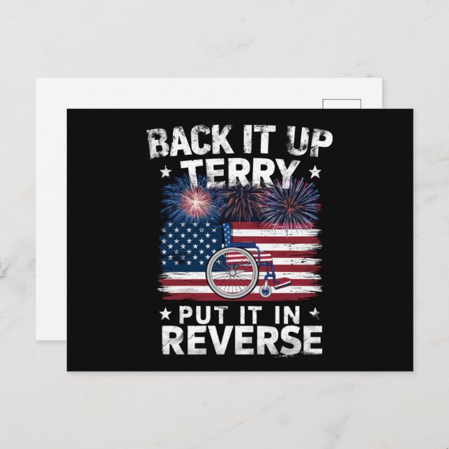 Back Up Terry Put It In Reverse Fireworks Funny Postcard (Front/Back)