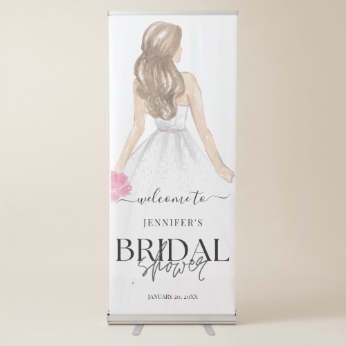 Back View of  A Bride Minimalist Bridal Shower Retractable Banner