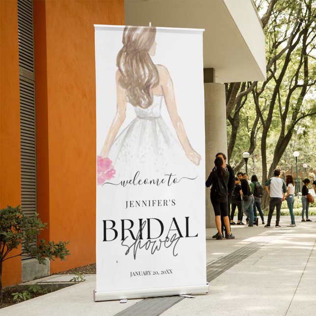 Back View of  A Bride Minimalist Bridal Shower Retractable Banner (Creator Uploaded)
