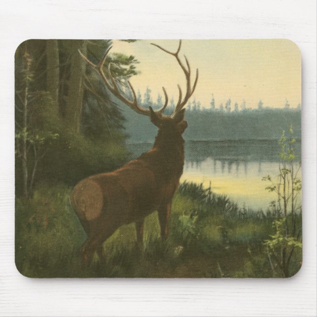Back view of Elk Looking over a Lake Mouse Pad (Front)