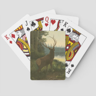 Back view of Elk Looking over a Lake Poker Cards