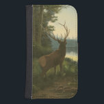 Back view of Elk Looking over a Lake Wallet Phone Case For Samsung Galaxy S4<br><div class="desc">Do you live far away from nature? This beautiful and yet classical image gives an impression of peacefulness and the colors of the elk are accurate which makes this image very realistic. Get this nature styled art on your favorite products!</div>