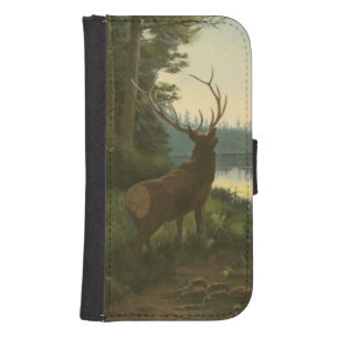 Back view of Elk Looking over a Lake Wallet Phone Case For Samsung Galaxy S4