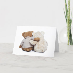 Back view of two Teddy bears hugging each other Card