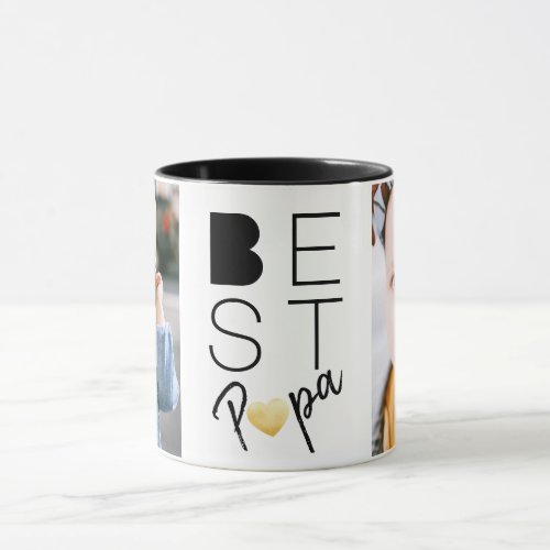 Back White Best Papa Two Photo Mug