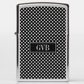 Back White Gingham Check Zippo Lighter Brushed