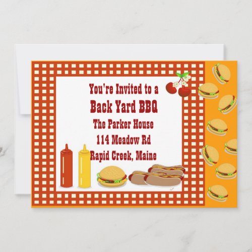 BACK YARD BBQ PERSONALIZED INVITATIONS