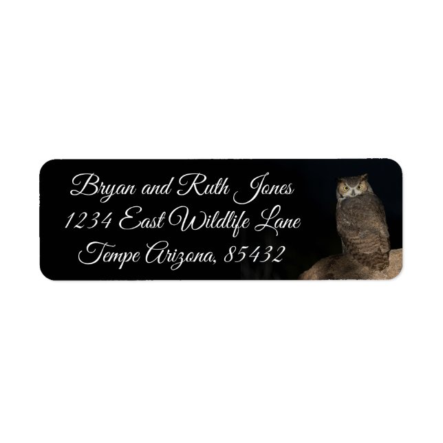 Back yard Great Horned Owl Label (Front)