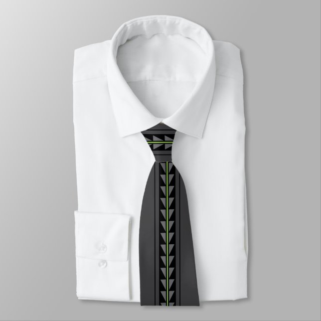 Backbone design Gray Neck Tie (Tied)