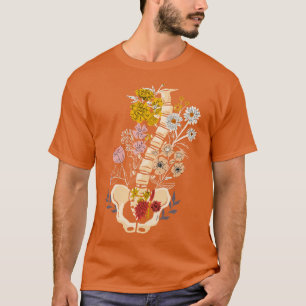Backbone Spine Flowers Floral Orthopedic Radiology T-Shirt