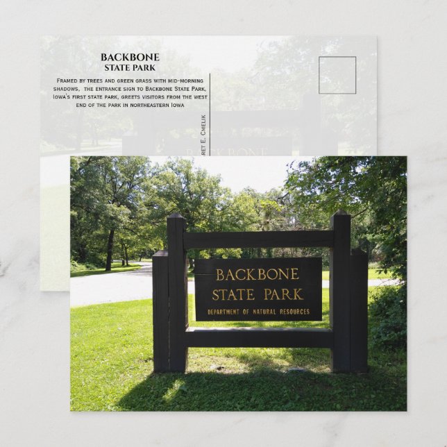 Backbone State Park Entrance Sign Iowa Postcard (Front/Back)