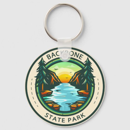 Backbone State Park Iowa Badge Keychain