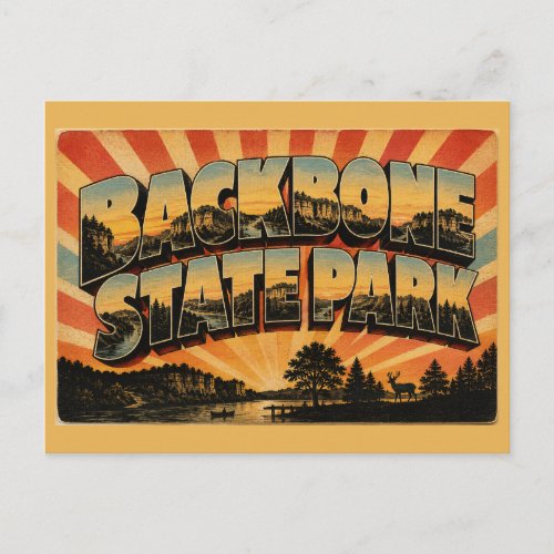 Backbone State Park Iowa Dolomite Cliffs River Art Postcard