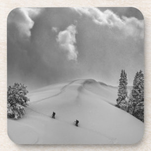 Backcountry Ski Climbers in fresh powder Beverage Coaster