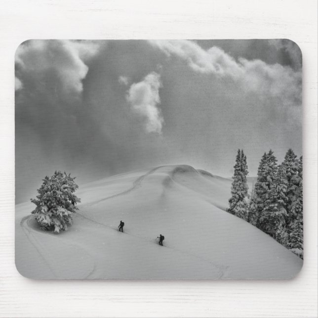 Backcountry Ski Climbers in fresh powder Mouse Pad (Front)