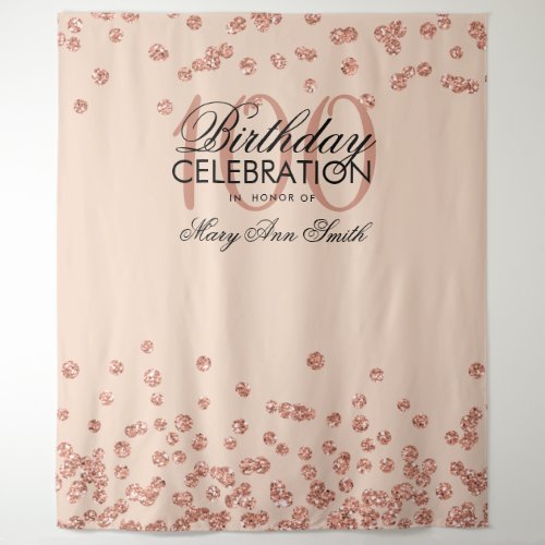 Backdrop 100th Birthday Rose Gold Blush Confetti
