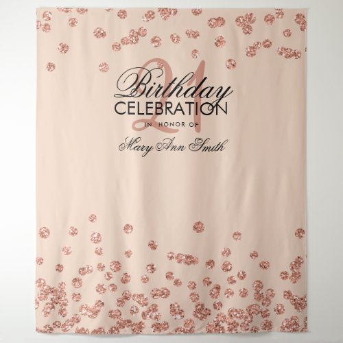 Backdrop 21st Birthday Rose Gold Blush Confetti