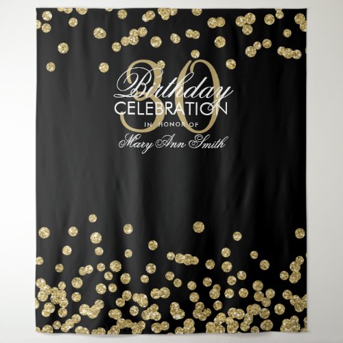 Backdrop 30th Birthday Gold Black Confetti