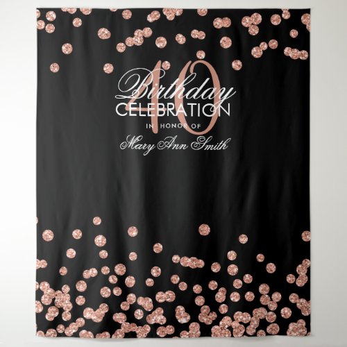 Backdrop 40th Birthday Rose Gold Black Confetti