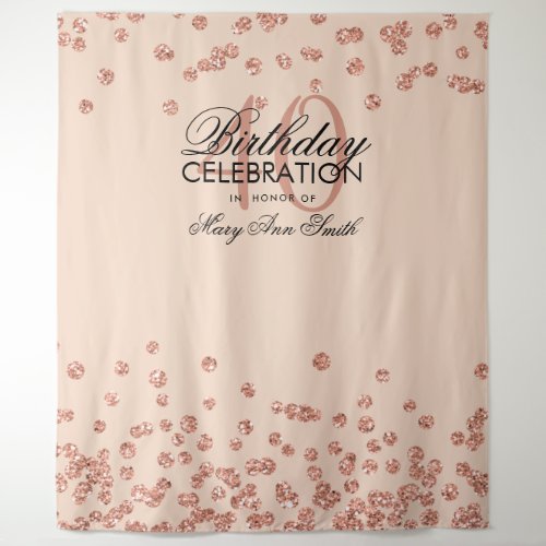 Backdrop 40th Birthday Rose Gold Blush Confetti