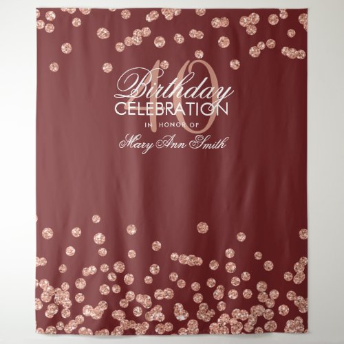 Backdrop 40th Birthday Rose Gold Burgundy Confetti