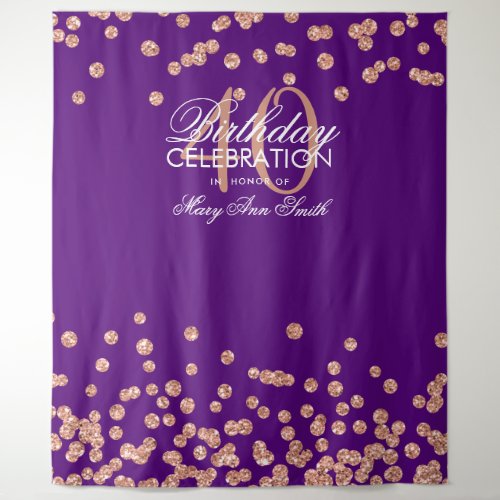 Backdrop 40th Birthday Rose Gold Purple Confetti