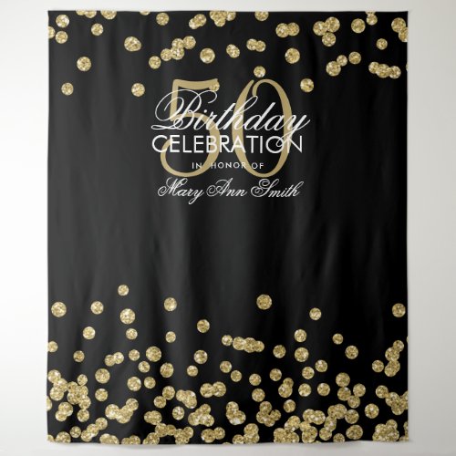 Backdrop 50th Birthday Gold Black Confetti