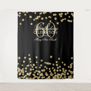 Backdrop 60th Birthday Gold Black Confetti