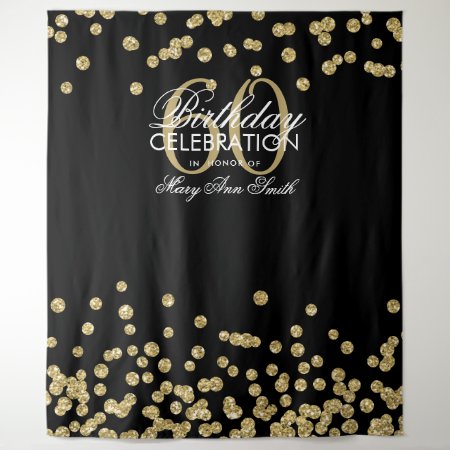 Backdrop 60th Birthday Gold Black Confetti