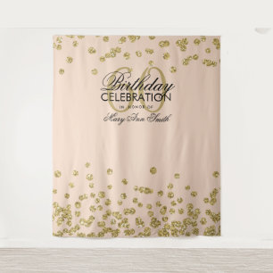 Backdrop 60th Birthday Gold Blush Pink Confetti