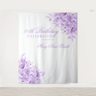 Backdrop 70th Birthday Party Floral Purple 