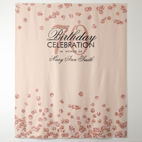 Backdrop 70th Birthday Rose Gold Blush Confetti