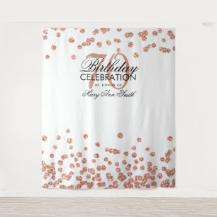 Backdrop 70th Birthday Rose Gold White Confetti