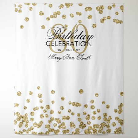 Backdrop 80th Birthday Gold White Confetti