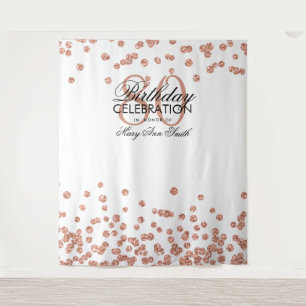Backdrop 80th Birthday Rose Gold White Confetti