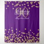 Backdrop 90th Birthday Gold Purple Confetti at Zazzle