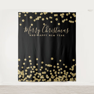 Backdrop Christmas Holiday Gold Black Confetti