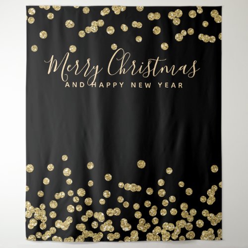 Backdrop Christmas Holiday Gold Black Confetti