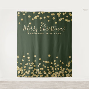 Backdrop Christmas Holiday Gold Green Confetti