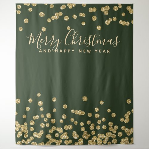 Backdrop Christmas Holiday Gold Green Confetti